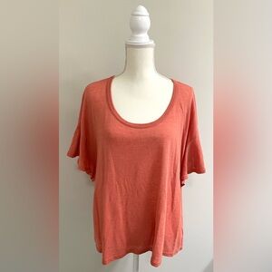 Old Navy Womens XL Orange Ruffle Top Boho Fall Eclectic Southwestern Festival